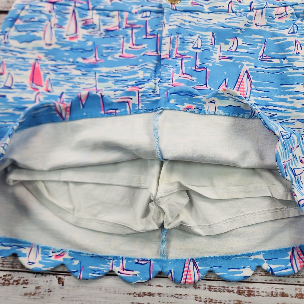 LILLY PULITZER Colette Skort 10 Boatylicious Sailboat Scalloped Hem Blue Pink - Picture 3 of 9